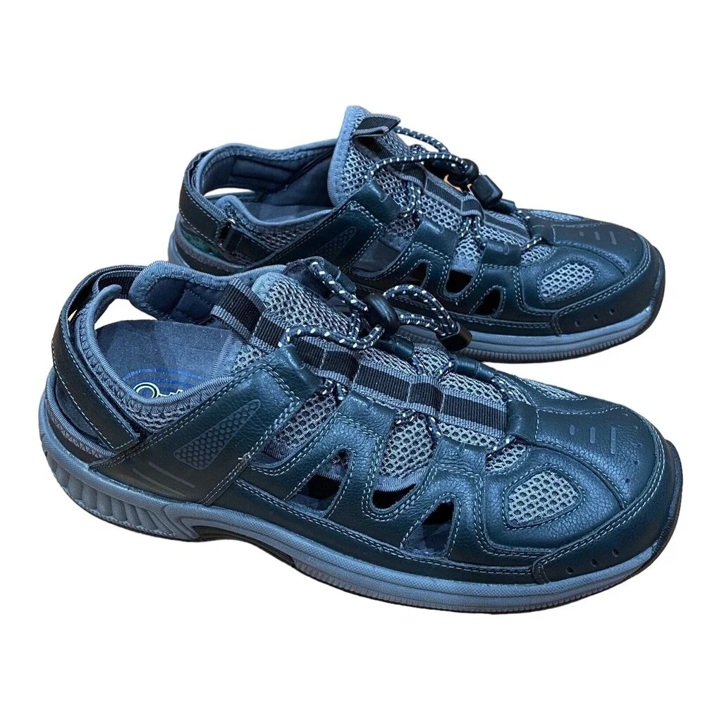 ORTHOFEET Mens Comfort Heel Strap Leather Fisherman Sandals Shoes Size 9.5 D EUC